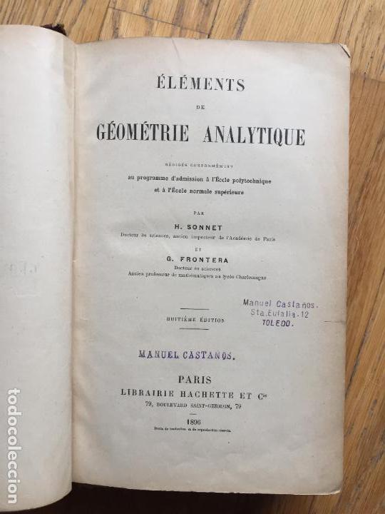 Libros antiguos: GEOMETRIE ANALYTIQUE, H.Sonnet 1896 en frances - Foto 5