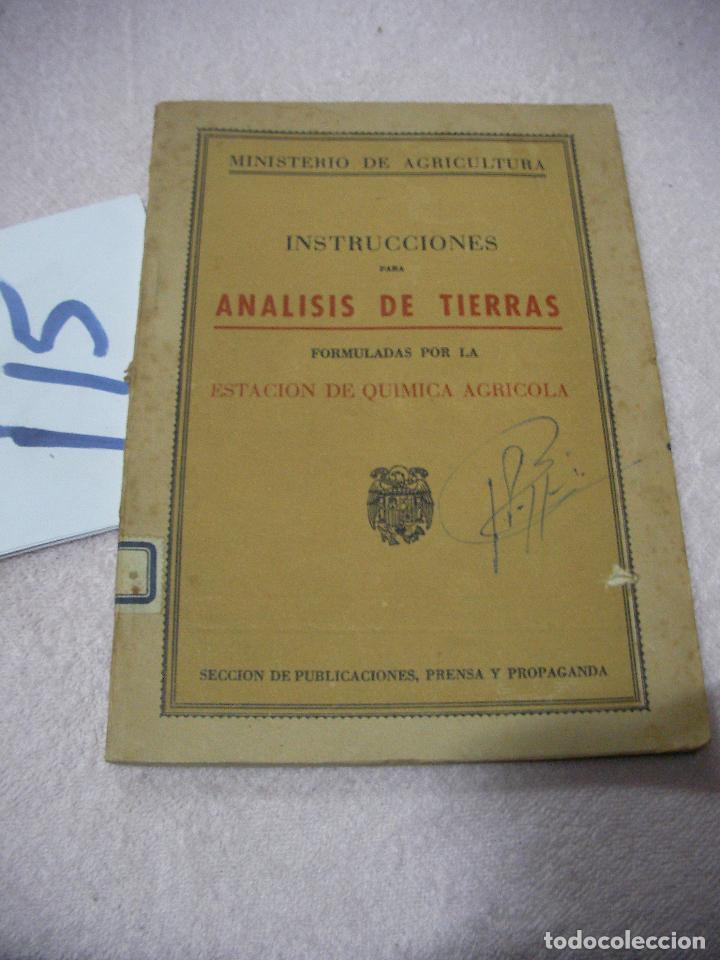 Libros antiguos: ANTIGUO LIBRO DE TEXTO - INSTRUCCIONES PARA ANALISIS DE TIERRAS - Foto 1