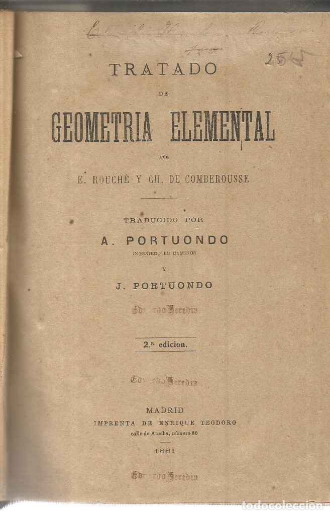 Libros antiguos: Tratado de Geometria elemental - ROUCHE, E.- COMBEROUSSE, CH. - Foto 2