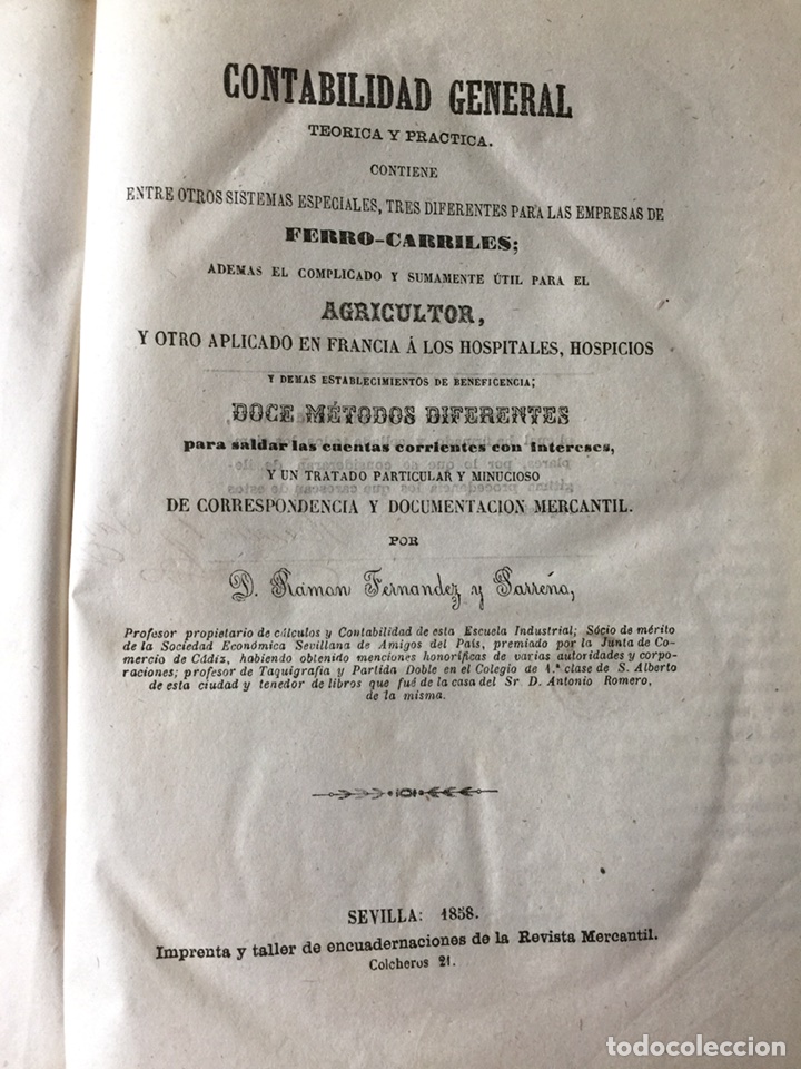 Libri antichi: Contabilidad general ferrocarriles agricultura hospitales hospicios