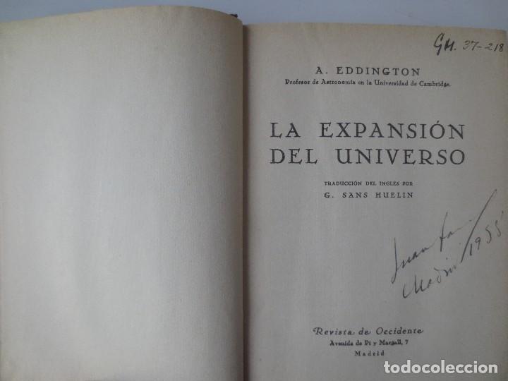 Libros antiguos: A. Eddington. La expansi&oacute;n del universo - Foto 1