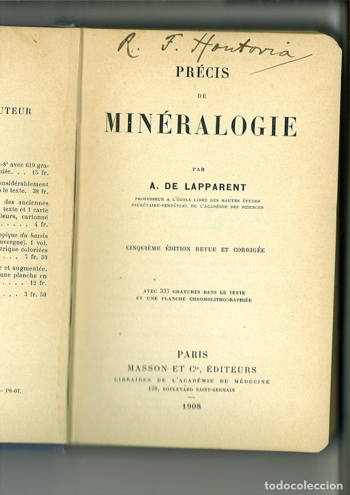 Libros antiguos: PR&Eacute;CIS DE MIN&Eacute;RALOGIE. A. de Lapparnet - Foto 2