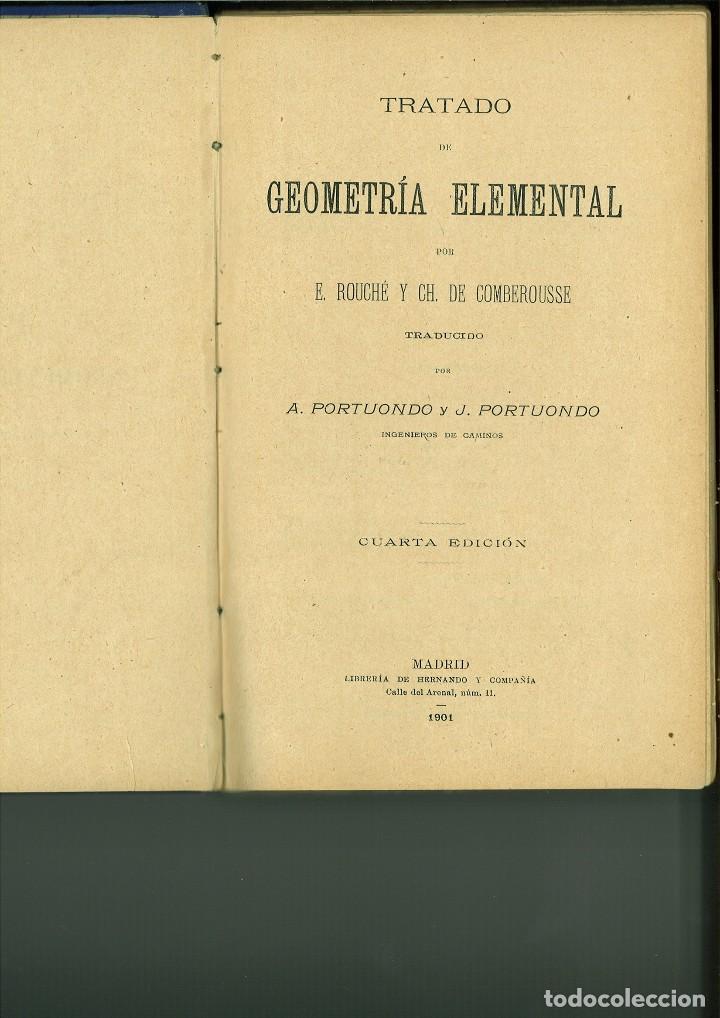 Libros antiguos: TRATADO DE GEOMETR&Iacute;A ELEMNTAL. E. Rouch&eacute; y CH. de Comberousse - Foto 1