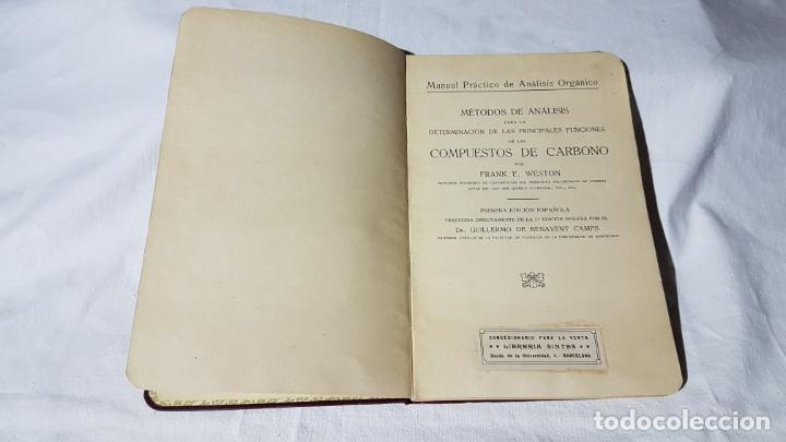 Libros antiguos: COMPUESTOS DE CARBONO. FRANK E. WESTON - FRANK E. WESTON - Foto 2