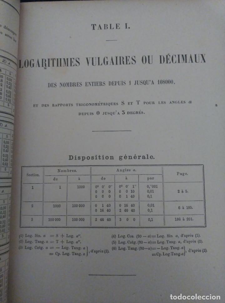 Libros antiguos: Tables de Logarithmes a Sept Decimales, L. Schr&ouml;n, Franc&eacute;s - Foto 5