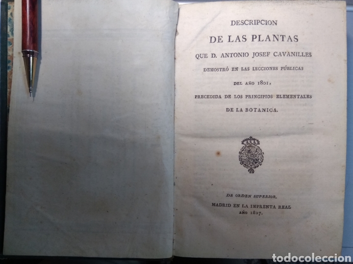 Libros antiguos: Libro:DESCRIPCION DE LAS PLANTAS QUE D. ANTONIO JOSEF CAVANILLES - Foto 2