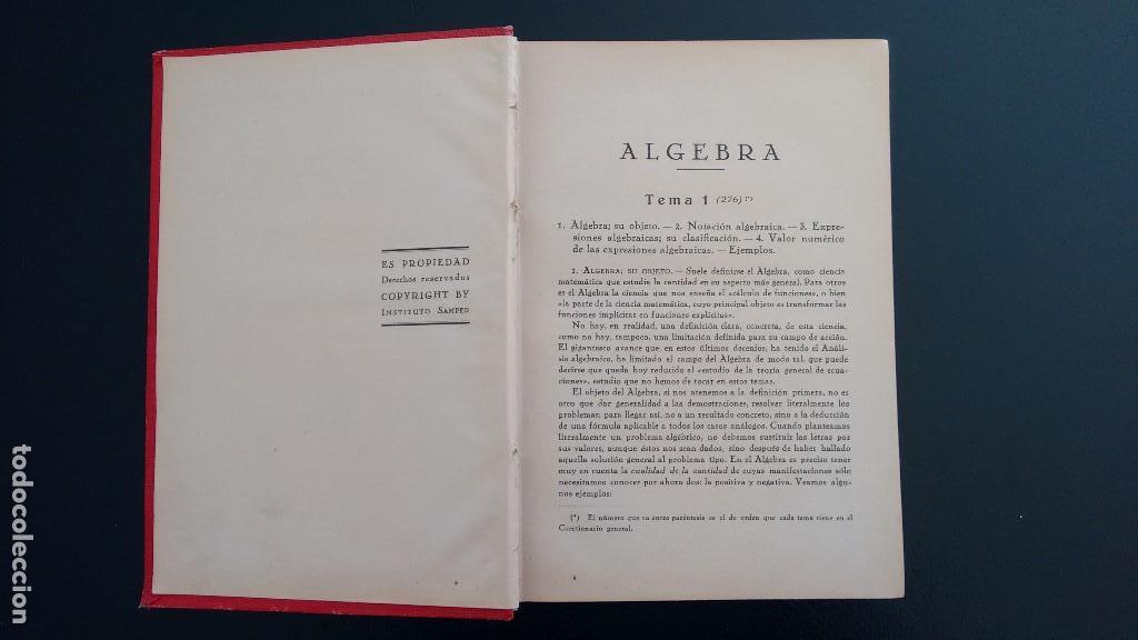 Libros antiguos: &Aacute;LGEBRA. LUIS TOR&Oacute;N. INSTITUTO SAMPER. PRIMERA EDICI&Oacute;N. MADRID, 1930. - Foto 5