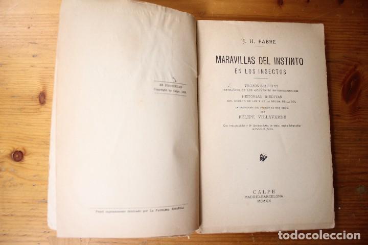 Libros antiguos: MARAVILLAS DEL INSTINTO EN LOS INSECTOS  CALPE  1920 - Foto 2