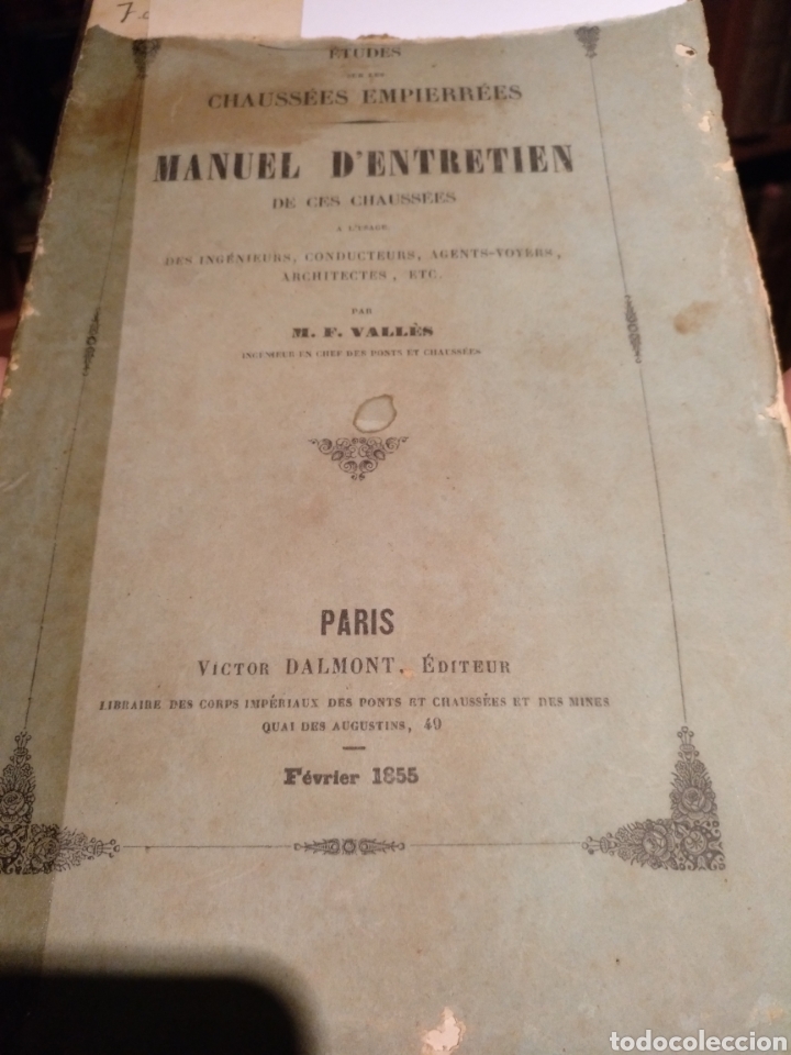 Libros antiguos: 1855. Manuel Dentretien - Foto 1