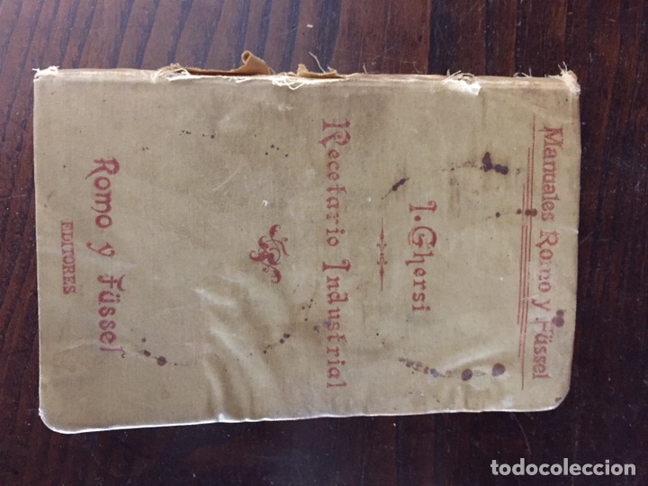 Libros antiguos: Recetario Industrial I. Ghersi 1902 - Foto 1