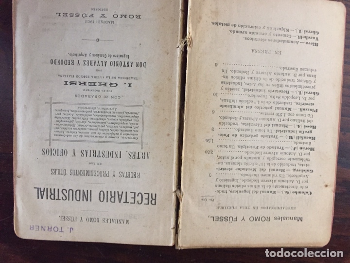 Libros antiguos: Recetario Industrial I. Ghersi 1902 - Foto 2