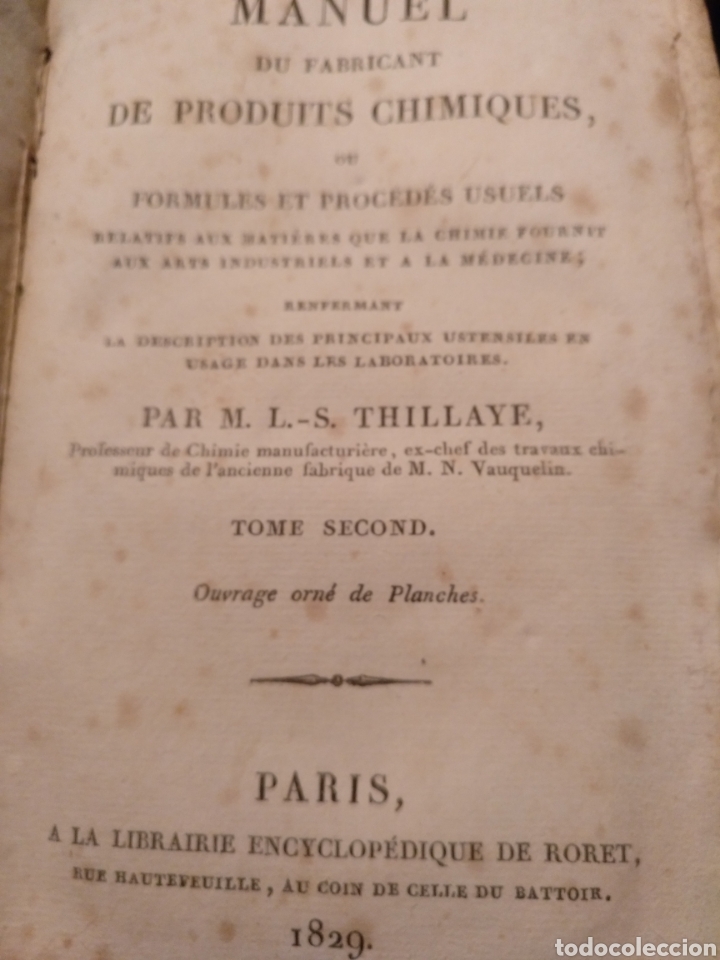 Antiquarische B&uuml;cher: 1829. Manual del fabricante de productos qu&iacute;micos. Env&iacute;o gratis