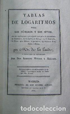 Libros antiguos: TABLAS DE LOGARITMOS PARA LOS N&Uacute;MEROS Y LOS SENOS. DE LA LAUDE A-MAT-477 - Foto 2