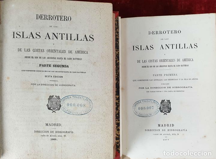 Libros antiguos: DERROTERO DE LAS ISLAS ANTILLAS. DIRECCIÓN DE HIDROGRAFÍA. VVAA. 2 VOL 1865/1877. - Foto 1 - 157352854