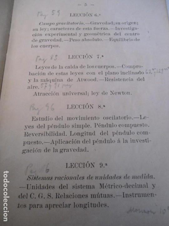 Libros antiguos: ANTIGUO PROGRAMA DE ESTUDIOS DE FISICA A&Ntilde;O 1914 - Foto 5