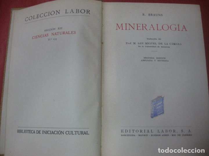 Libros antiguos: MINERALOGIA. R. BRAUNS. EDITORIAL LABOR 1935. - Foto 2