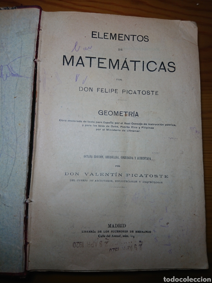 Libros antiguos: Elementos de Matem&aacute;ticas, Felipe Picatoste, 1912? - Foto 3