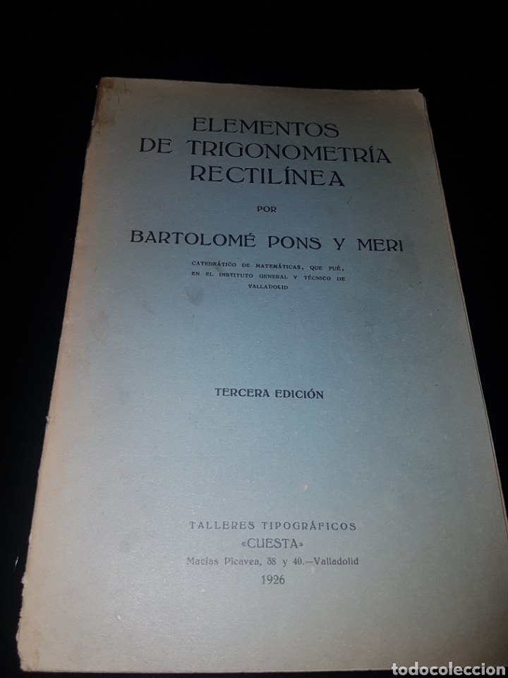 Libros antiguos: Elementos de trigonometr&iacute;a rectilinea 1926 - Foto 1