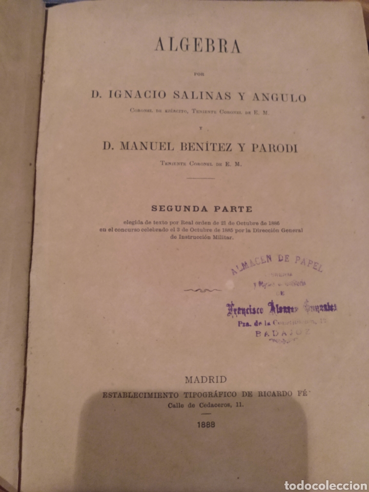 Libros antiguos: 1888. Algebra - Foto 1
