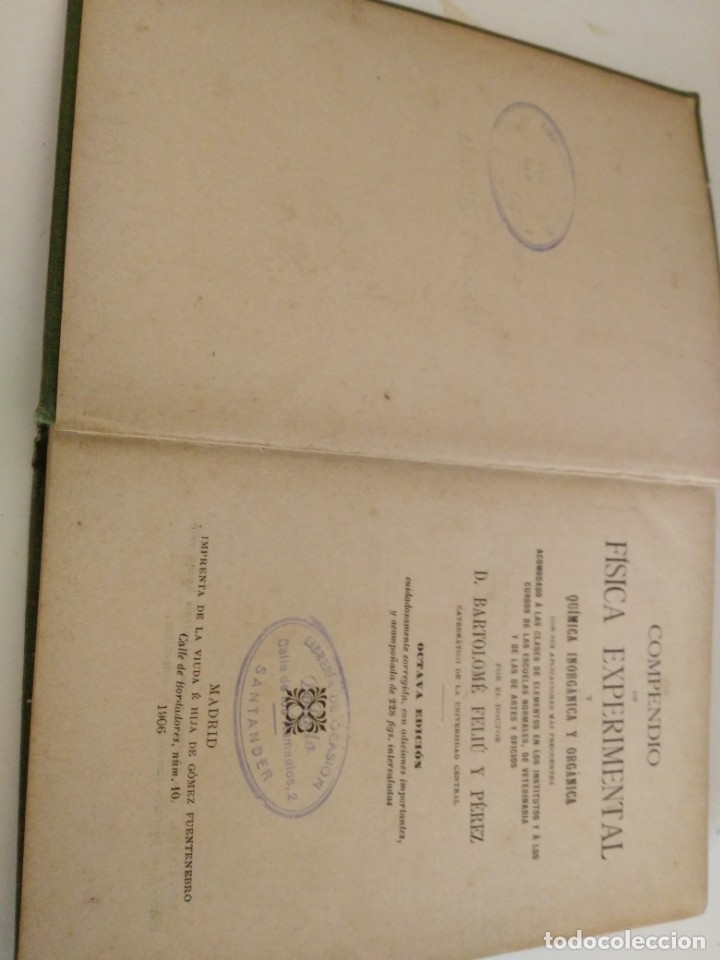 Libros antiguos: COMPENDIO DE F&Iacute;SICA EXPERIMENTAL Y QU&Iacute;MICA - 8&ordf; edicion - Foto 3