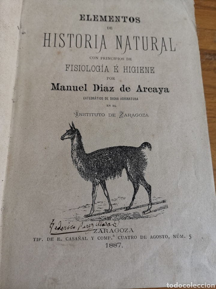 Libros antiguos: Libro Elementos de Historia Natural de 1887. Manuel D&iacute;az de Arcaya - Foto 1