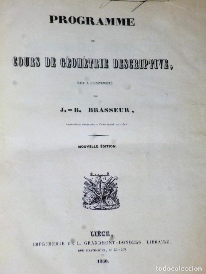 Libros antiguos: PROGRAMME DU COURS DE G&Eacute;OM&Eacute;TRIE DESCRIPTIVE, FAIT A L&acute;UNIVERSIT&Eacute; - Foto 2