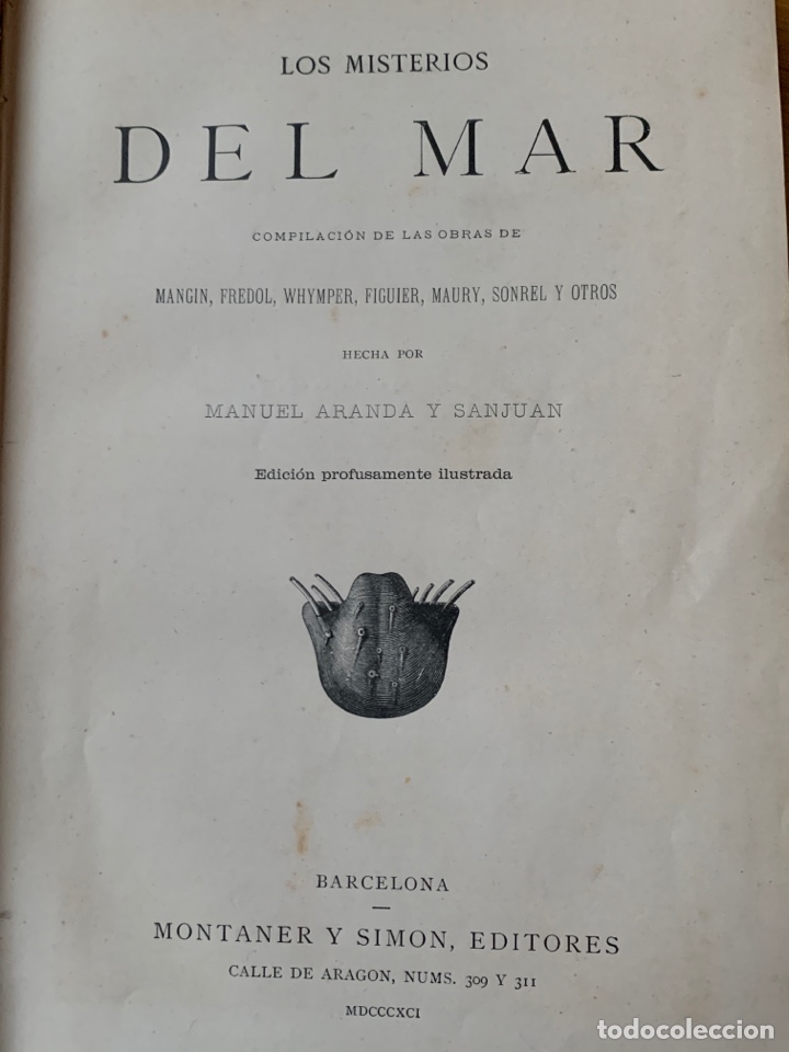Libros antiguos: L- Los Misterios del Mar, MDCCCXCI - Foto 5