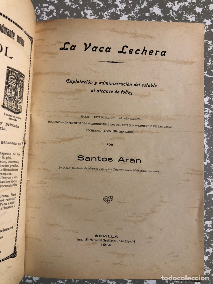 Libros antiguos: La vaca lechera , Santos Ar&aacute;n. Sevilla 1914 - Foto 1