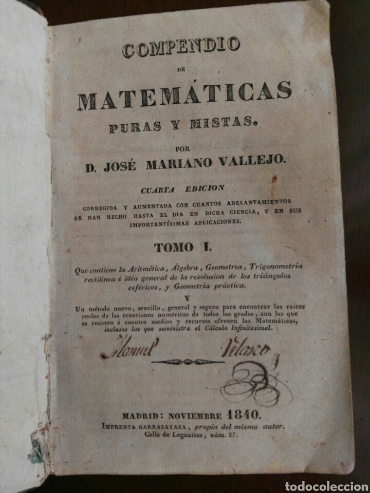 Libros antiguos: Libro Compendio de Matem&aacute;ticas 1840 - Foto 2