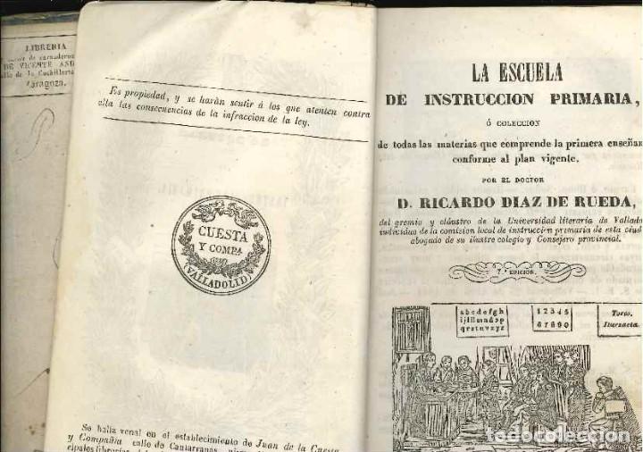Libros antiguos: la escuela de instruccion primaria 1850 - Foto 2