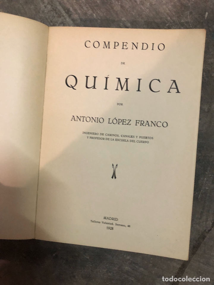 Libros antiguos: Compendio de qu&iacute;mica 1928 - Foto 2