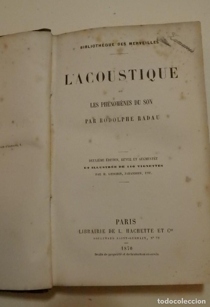 Libros antiguos: LAcoustique. - Foto 2
