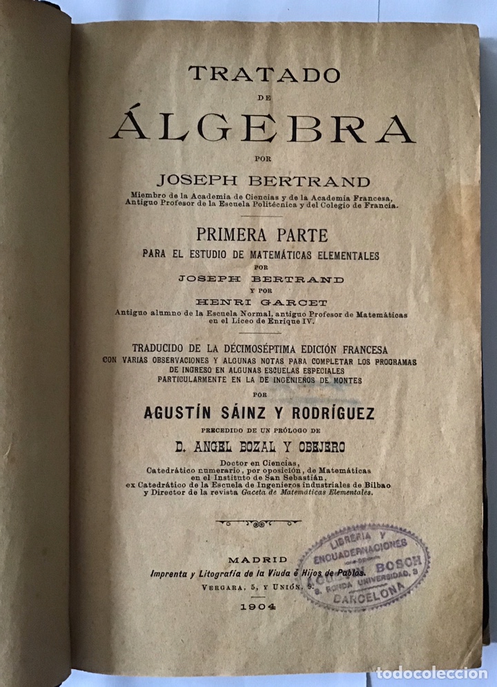 Libros antiguos: Tratado de algebra. Joseph Bertrand - Foto 4