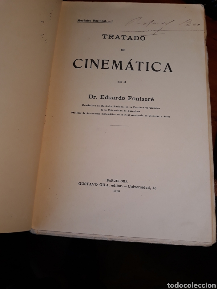 Libros antiguos: TRATADO DE CINEMATICA .DE EDUARDO FONTSERE. - Foto 2