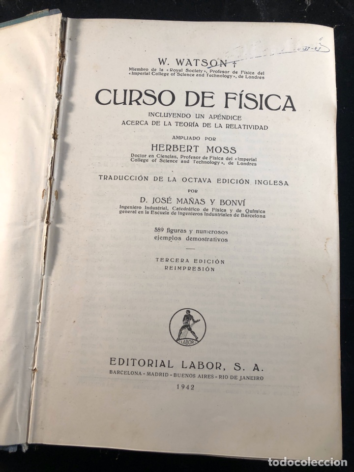 Libros antiguos: Curso de f&iacute;sica 1922 - Foto 2