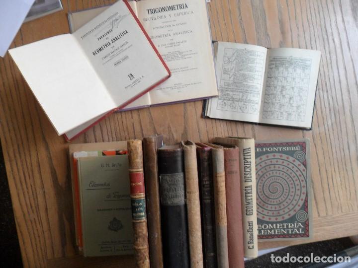 Old books: Lote de 18 libros de Geometr&iacute;a y Trigonometr&iacute;a. A&ntilde;os 30, 40 y 50. Ver listado.