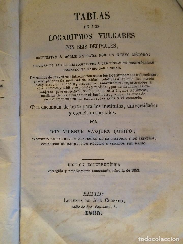Libros antiguos: LOGARITMOS VULGARES 1865 - Foto 1