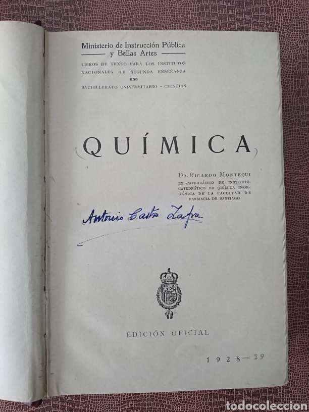 Libros antiguos: Qu&iacute;mica, Ricardo Montequi - Foto 1