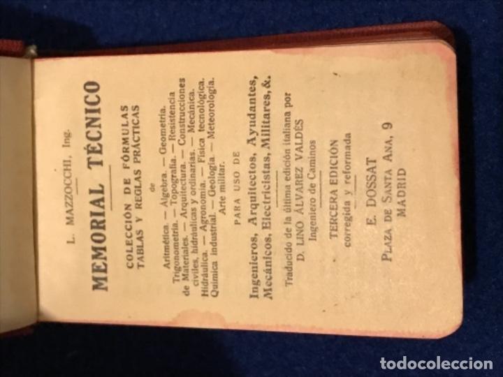 Libros antiguos: MEMORIAL T&Eacute;CNICO,, L. MAZZOCCHI,, 3* Edicion - Foto 2