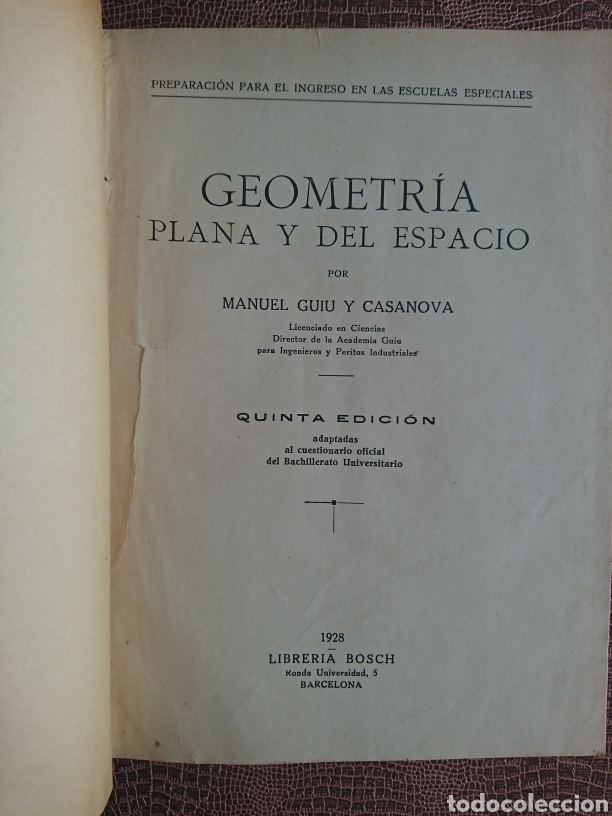 Libros antiguos: Geometr&iacute;a plana y del espacio - Foto 1