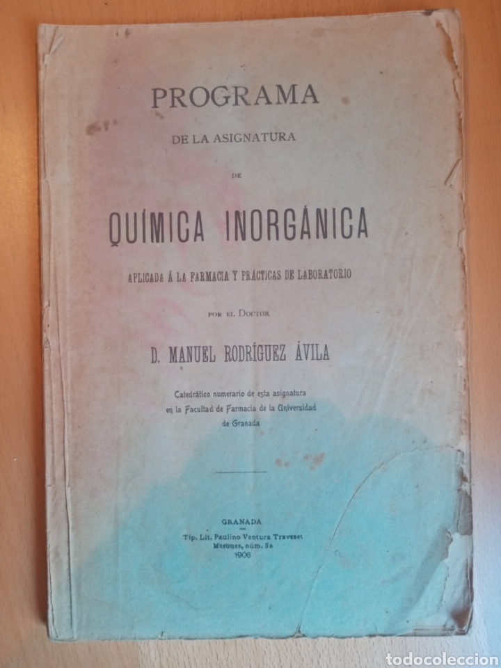 Libros antiguos: PROGRAMA QUÍMICA INORGÁNICA 1906 - Foto 1 - 199512801
