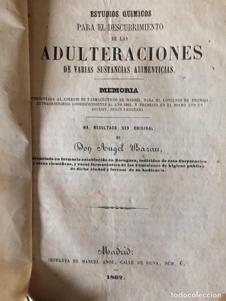 Libros antiguos: ADULTERACIONES 1862 - Foto 1