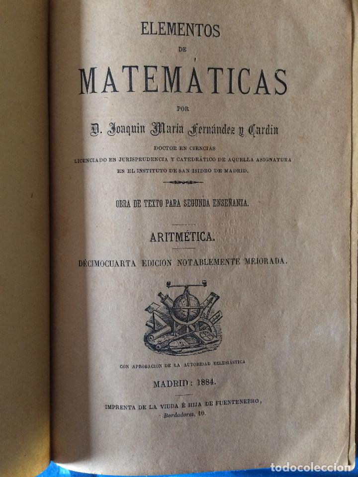 Libros antiguos: ELEMENTOS DE MATEMATICAS 1884 - Foto 1