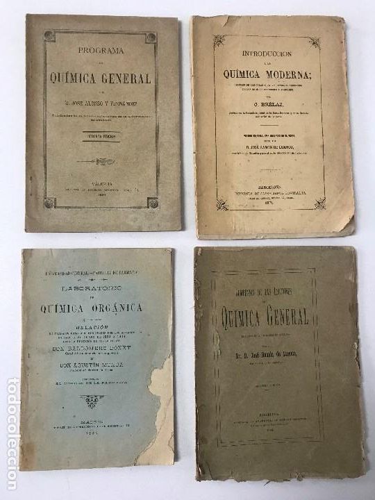 Antiquarische B&uuml;cher: Cuatro libros de Quimica, Circa 1871 -1901.
