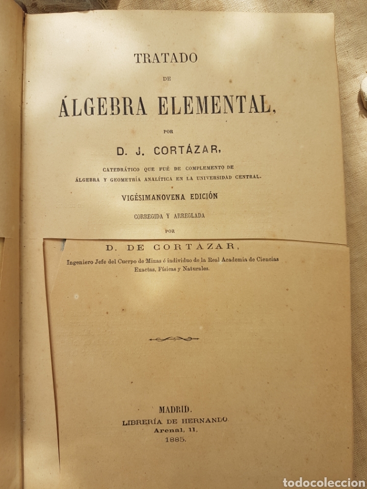 Libros antiguos: Libro Algebra Cortazar Madrid 1885 - Foto 2