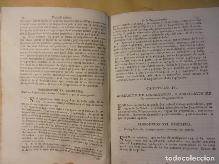 Libros antiguos: TRIGONOMETRIA PLANA Y ESF&Eacute;RICA. 1788 - Foto 5