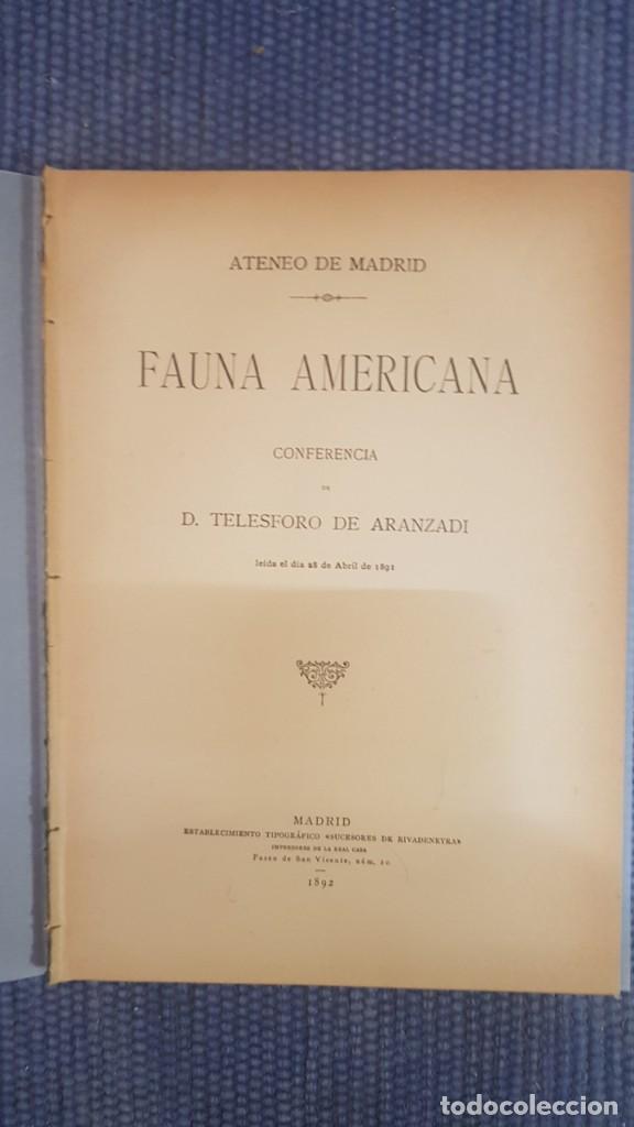 Libros antiguos: Fauna Americana- Aranzadi, Telesforo - Foto 1