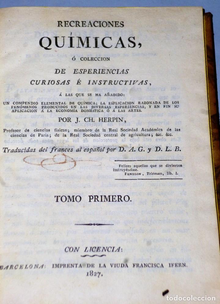 Recreaciones Quimicas O Coleccion De Esperienc Comprar Libros Antiguos De Fisica Quimica Y Matematicas En Todocoleccion