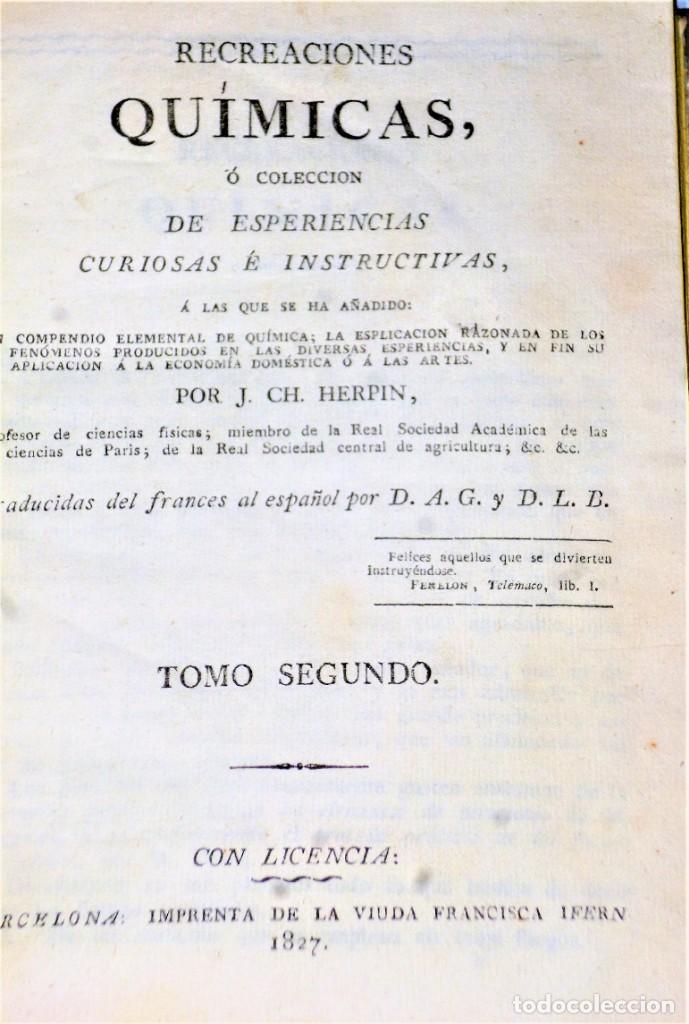 Recreaciones Quimicas O Coleccion De Esperienc Comprar Libros Antiguos De Fisica Quimica Y Matematicas En Todocoleccion