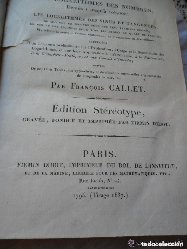 Libros antiguos: TABLES DE CALLET - 1837 - Foto 3